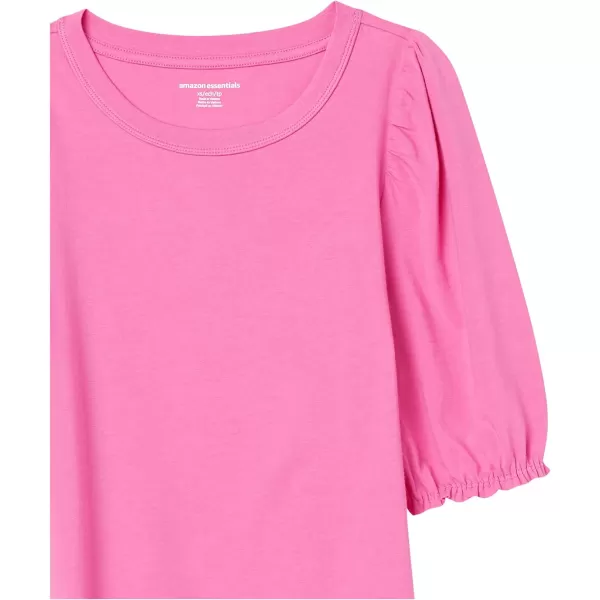 Amazon Essentials Womens ClassicFit Puff ShortSleeve Crewneck TShirtBright Pink