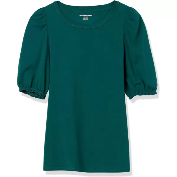 Amazon Essentials Womens ClassicFit Puff ShortSleeve Crewneck TShirtDark Green