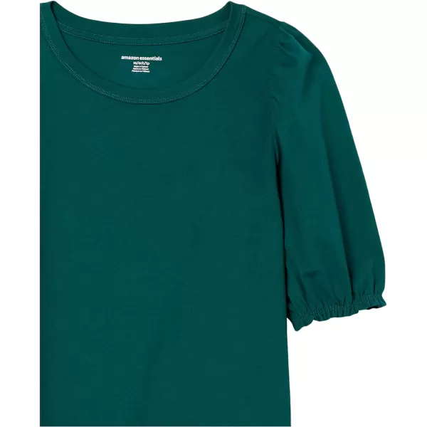 Amazon Essentials Womens ClassicFit Puff ShortSleeve Crewneck TShirtDark Green