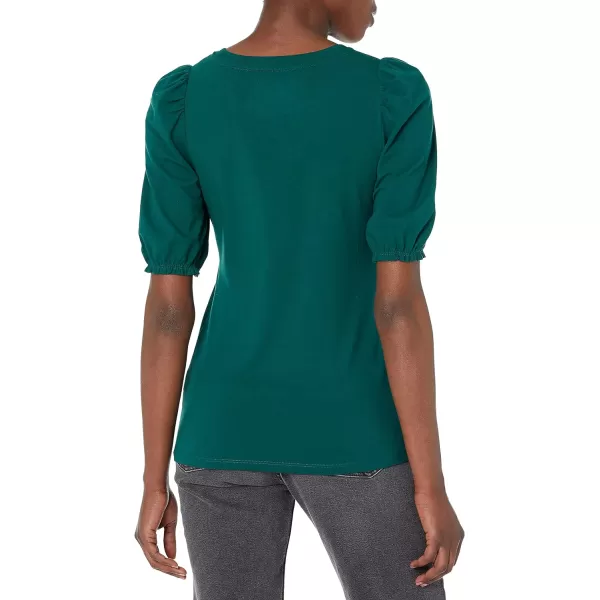 Amazon Essentials Womens ClassicFit Puff ShortSleeve Crewneck TShirtDark Green