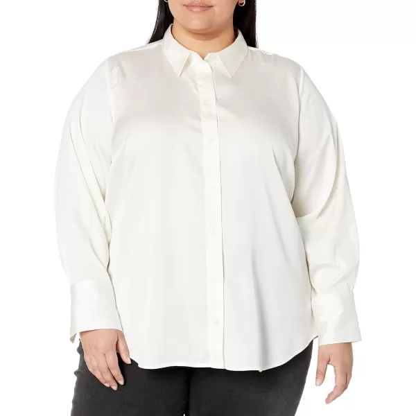 Amazon Essentials Womens ClassicFit Satin Button Down Blouse Available in Plus SizeEggshell White