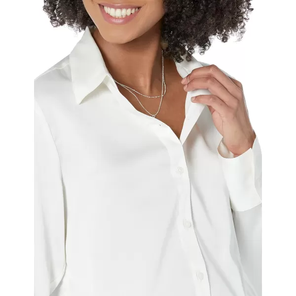 Amazon Essentials Womens ClassicFit Satin Button Down Blouse Available in Plus SizeEggshell White