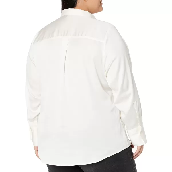 Amazon Essentials Womens ClassicFit Satin Button Down Blouse Available in Plus SizeEggshell White