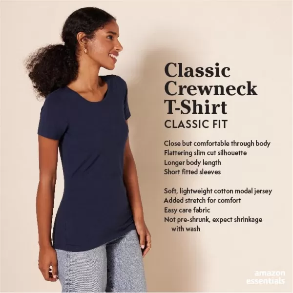 Amazon Essentials Womens ClassicFit ShortSleeve Crewneck TShirt Multipacks2 Blue Tie DyeWhite