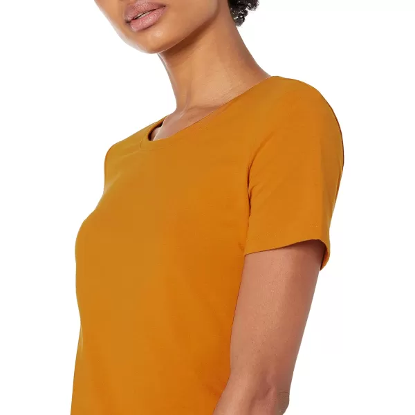 Amazon Essentials Womens ClassicFit ShortSleeve Crewneck TShirt Multipacks2 Coral OrangeGolden Yellow