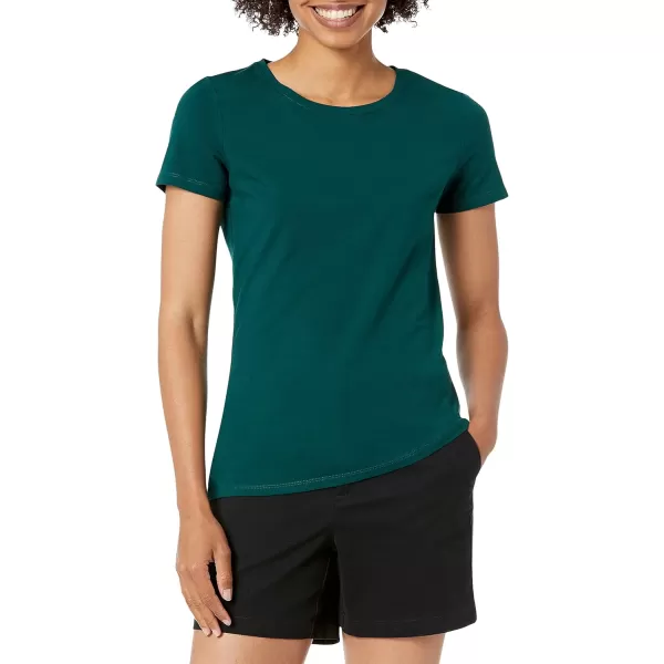 Amazon Essentials Womens ClassicFit ShortSleeve Crewneck TShirt Multipacks2 Dark GreenPowder Blue