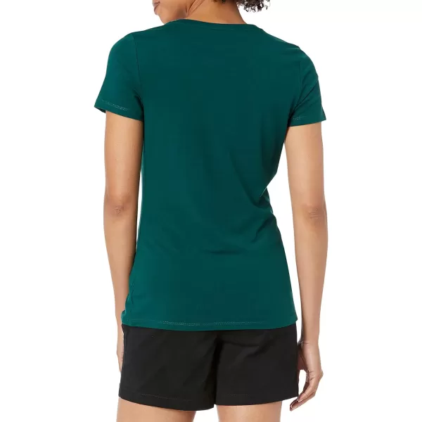 Amazon Essentials Womens ClassicFit ShortSleeve Crewneck TShirt Multipacks2 Dark GreenPowder Blue