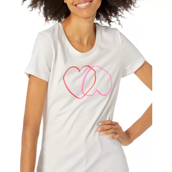 Amazon Essentials Womens ClassicFit ShortSleeve Crewneck TShirt Multipacks2 PinkWhite Hearts