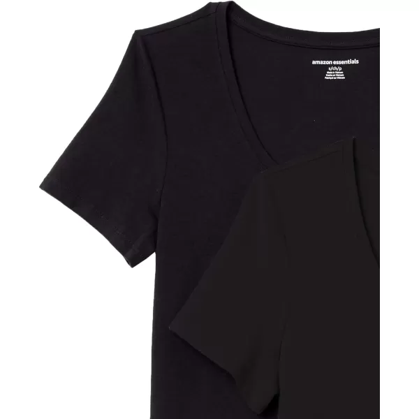 Amazon Essentials Womens ClassicFit ShortSleeve Scoop Neck TShirt Available in Plus Size Pack of 2Black