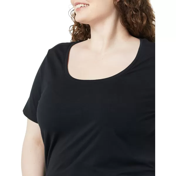 Amazon Essentials Womens ClassicFit ShortSleeve Scoop Neck TShirt Available in Plus Size Pack of 2Black