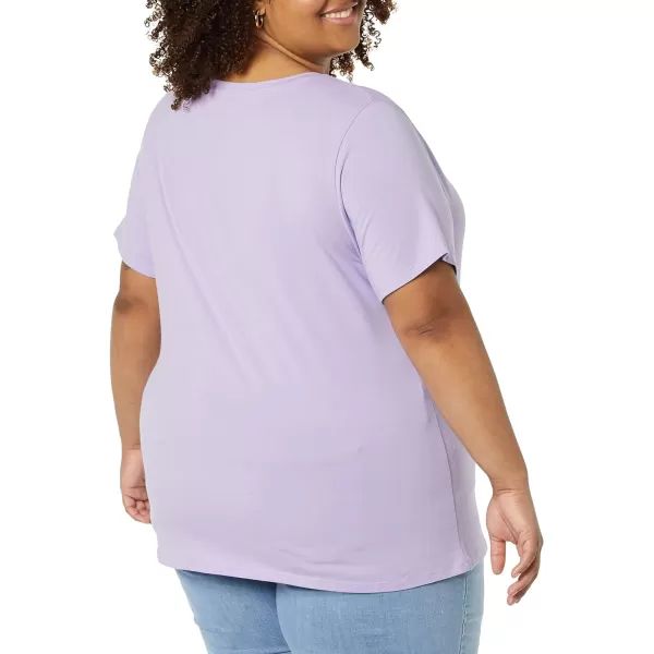 Amazon Essentials Womens ClassicFit ShortSleeve Scoop Neck TShirt Available in Plus Size Pack of 2BlackLavender