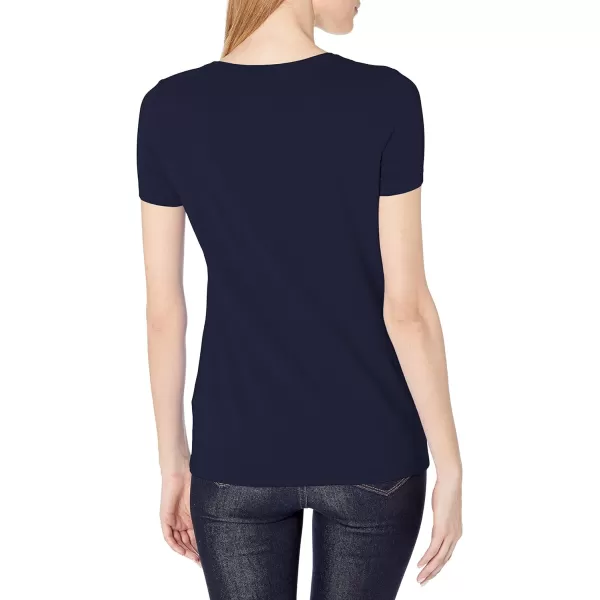 Amazon Essentials Womens ClassicFit ShortSleeve Scoop Neck TShirt Available in Plus Size Pack of 2BlackNavy