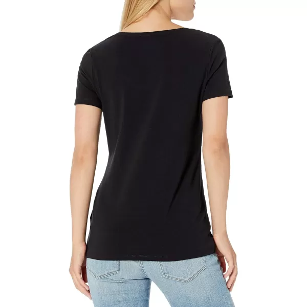 Amazon Essentials Womens ClassicFit ShortSleeve Scoop Neck TShirt Available in Plus Size Pack of 2BlackWhite