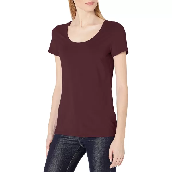 Amazon Essentials Womens ClassicFit ShortSleeve Scoop Neck TShirt Available in Plus Size Pack of 2NavyBurgundy