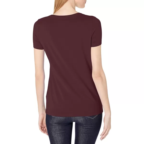 Amazon Essentials Womens ClassicFit ShortSleeve Scoop Neck TShirt Available in Plus Size Pack of 2NavyBurgundy