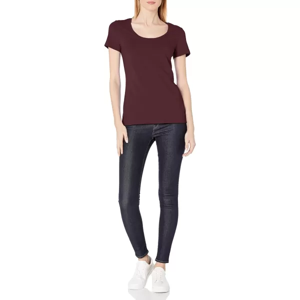 Amazon Essentials Womens ClassicFit ShortSleeve Scoop Neck TShirt Available in Plus Size Pack of 2NavyBurgundy