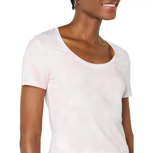 Amazon Essentials Womens ClassicFit ShortSleeve Scoop Neck TShirt Available in Plus Size Pack of 2Pink Tie DyeWhite