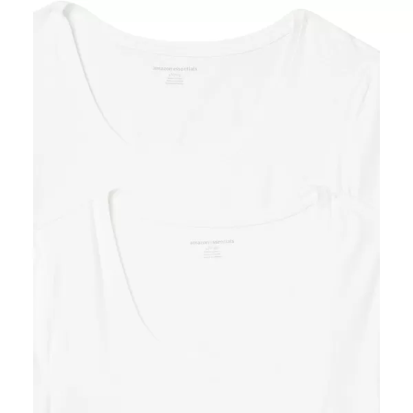 Amazon Essentials Womens ClassicFit ShortSleeve Scoop Neck TShirt Available in Plus Size Pack of 2White