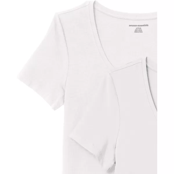 Amazon Essentials Womens ClassicFit ShortSleeve Scoop Neck TShirt Available in Plus Size Pack of 2White