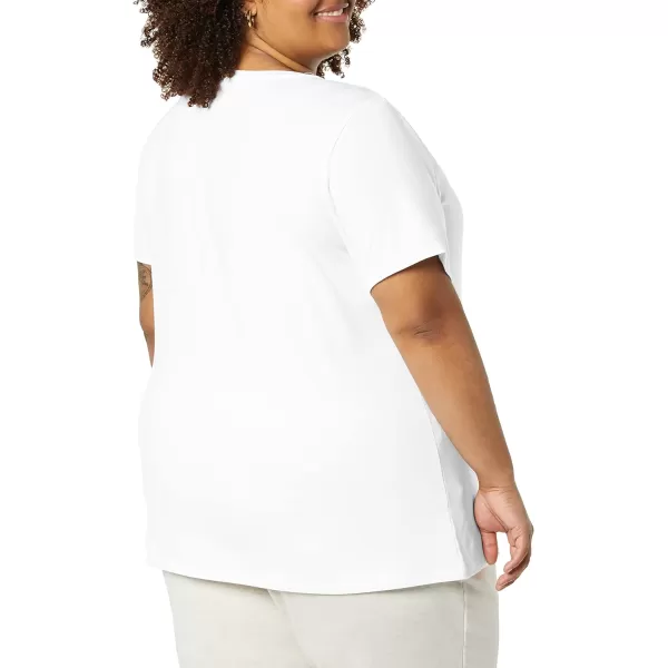 Amazon Essentials Womens ClassicFit ShortSleeve Scoop Neck TShirt Available in Plus Size Pack of 2White