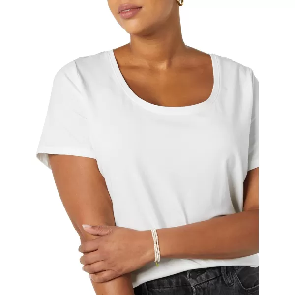 Amazon Essentials Womens ClassicFit ShortSleeve Scoop Neck TShirt Available in Plus Size Pack of 2White