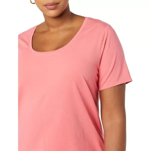 Amazon Essentials Womens ClassicFit ShortSleeve Scoop Neck TShirt Available in Plus Size Pack of 2WhiteHot Pink