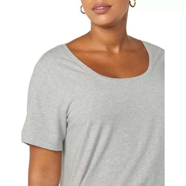 Amazon Essentials Womens ClassicFit ShortSleeve Scoop Neck TShirt Available in Plus Size Pack of 2WhiteLight Grey Heather