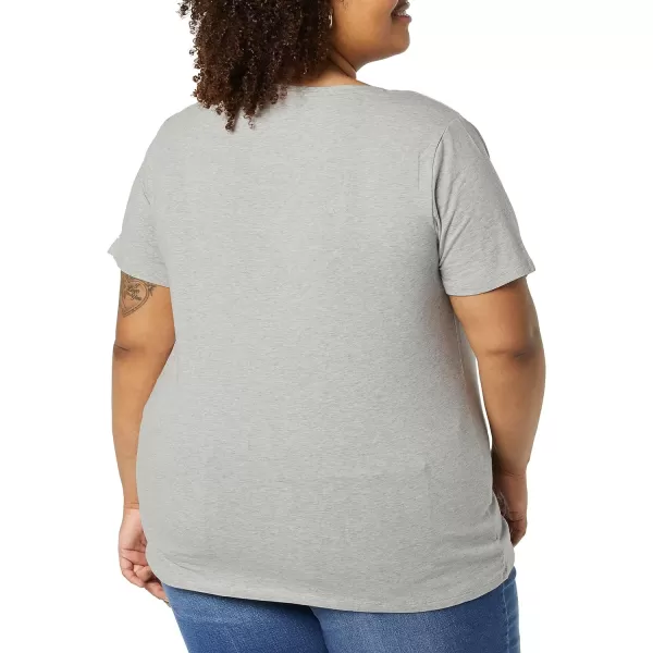 Amazon Essentials Womens ClassicFit ShortSleeve Scoop Neck TShirt Available in Plus Size Pack of 2WhiteLight Grey Heather