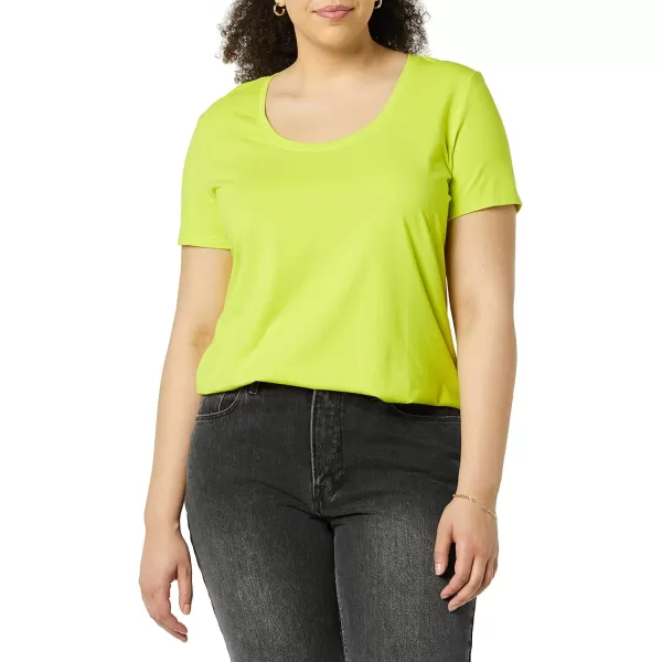 Amazon Essentials Womens ClassicFit ShortSleeve Scoop Neck TShirt Available in Plus Size Pack of 2WhiteLime Green