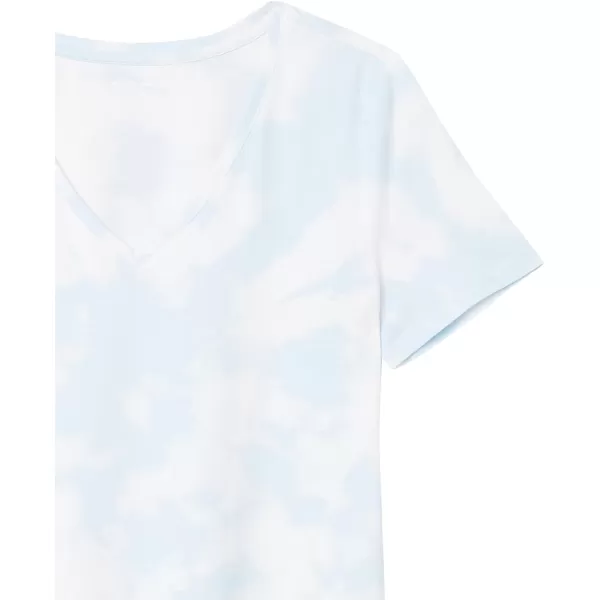 Amazon Essentials Womens ClassicFit ShortSleeve VNeck TShirt Multipacks2 Blue Tie DyeWhite