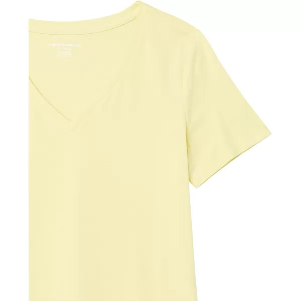 Amazon Essentials Womens ClassicFit ShortSleeve VNeck TShirt Multipacks2 Light YellowGolden Yellow