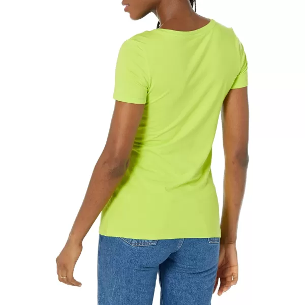 Amazon Essentials Womens ClassicFit ShortSleeve VNeck TShirt Multipacks2 Lime GreenWhite