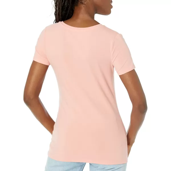 Amazon Essentials Womens ClassicFit ShortSleeve VNeck TShirt Multipacks2 PeachWhite