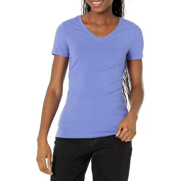 Amazon Essentials Womens ClassicFit ShortSleeve VNeck TShirt Multipacks2 Purple BlueWhite