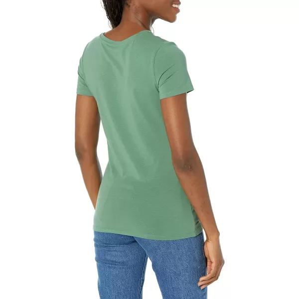 Amazon Essentials Womens ClassicFit ShortSleeve VNeck TShirt Multipacks2 Sage GreenWhite