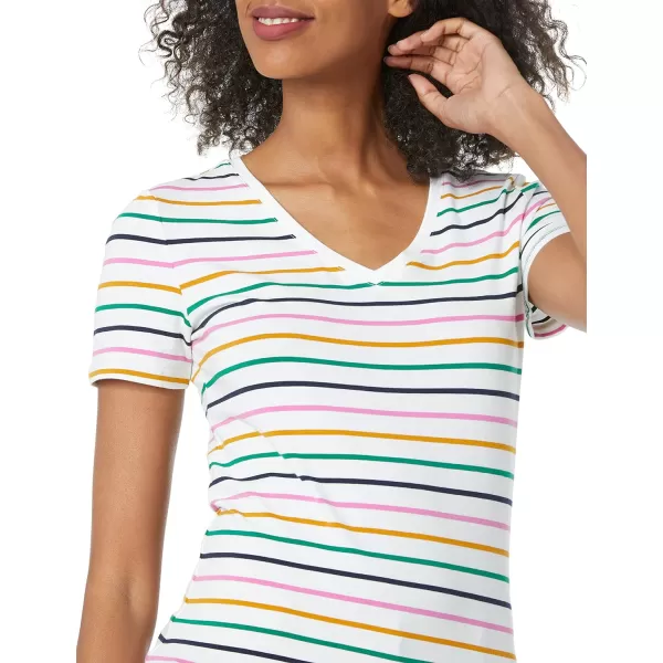 Amazon Essentials Womens ClassicFit ShortSleeve VNeck TShirt Multipacks2 Stripe