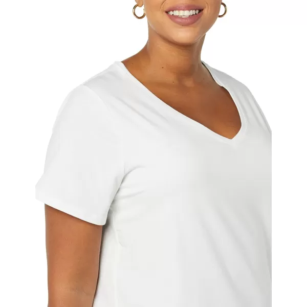 Amazon Essentials Womens ClassicFit ShortSleeve VNeck TShirt Multipacks2 White