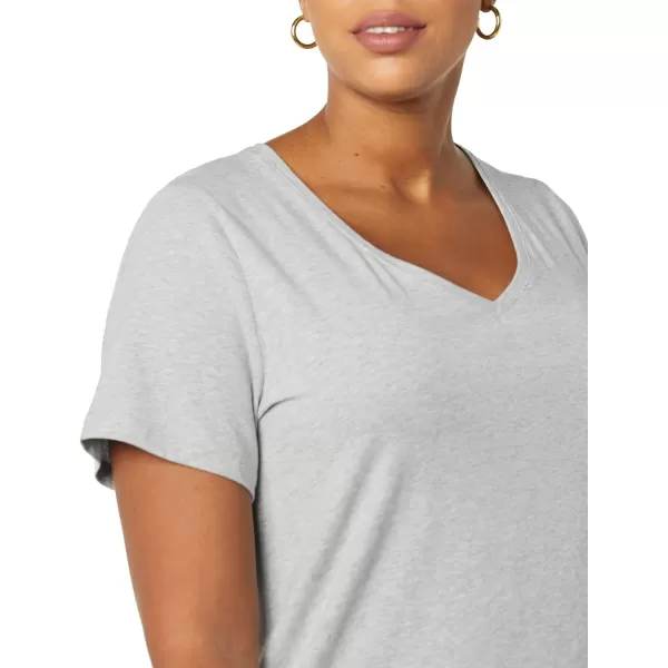 Amazon Essentials Womens ClassicFit ShortSleeve VNeck TShirt Multipacks2 WhiteLight Grey Heather