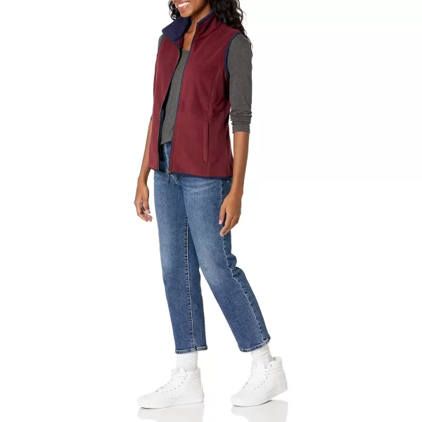 Amazon Essentials Womens ClassicFit Sleeveless Polar Soft Fleece Vest Available in Plus SizePolyester BurgundyNavy