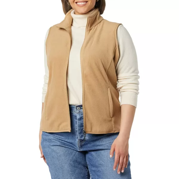 Amazon Essentials Womens ClassicFit Sleeveless Polar Soft Fleece Vest Available in Plus SizePolyester Camel