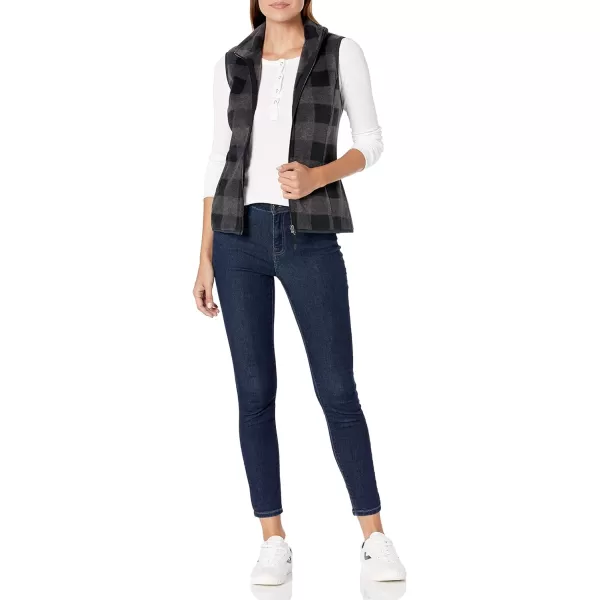 Amazon Essentials Womens ClassicFit Sleeveless Polar Soft Fleece Vest Available in Plus SizePolyester Charcoal Buffalo Plaid