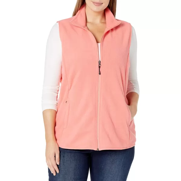 Amazon Essentials Womens ClassicFit Sleeveless Polar Soft Fleece Vest Available in Plus SizePolyester Coral Pink