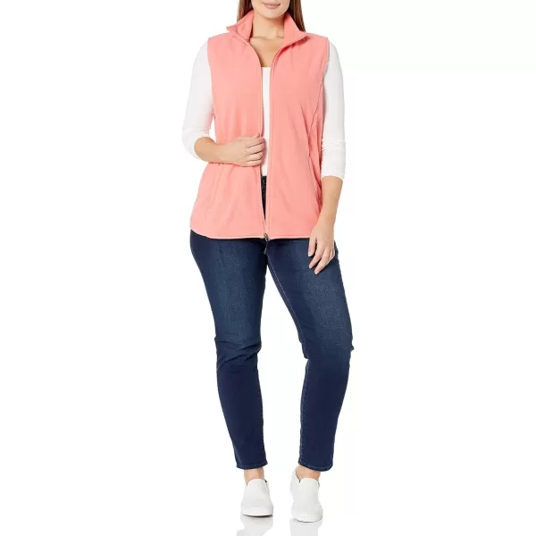 Amazon Essentials Womens ClassicFit Sleeveless Polar Soft Fleece Vest Available in Plus SizePolyester Coral Pink