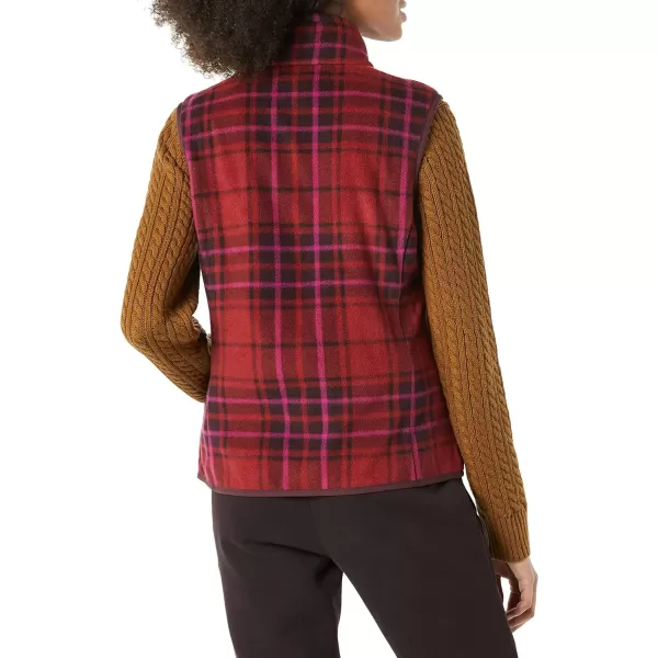 Amazon Essentials Womens ClassicFit Sleeveless Polar Soft Fleece Vest Available in Plus SizePolyester Dark Red Plaid