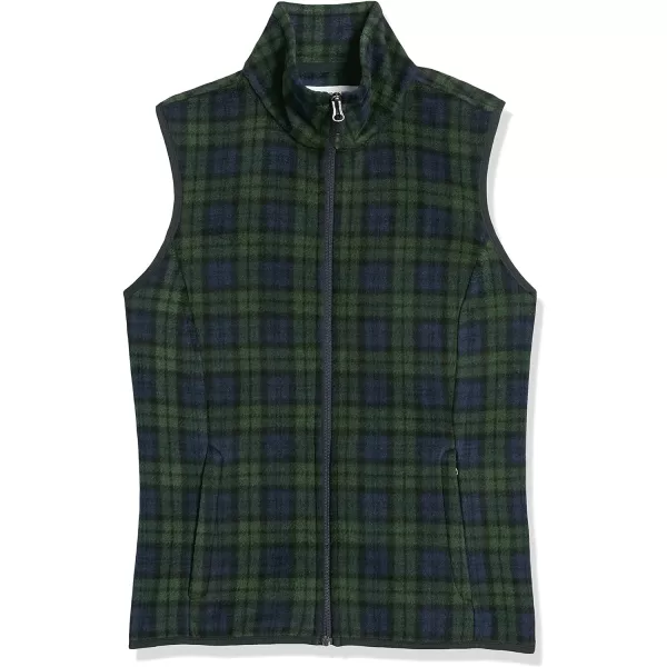 Amazon Essentials Womens ClassicFit Sleeveless Polar Soft Fleece Vest Available in Plus SizePolyester NavyGreen Plaid