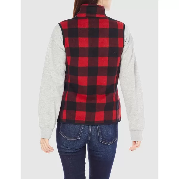 Amazon Essentials Womens ClassicFit Sleeveless Polar Soft Fleece Vest Available in Plus SizePolyester RedBlack Buffalo Plaid