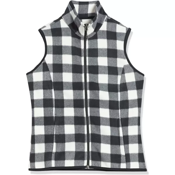 Amazon Essentials Womens ClassicFit Sleeveless Polar Soft Fleece Vest Available in Plus SizePolyester WhiteBlack Buffalo Plaid