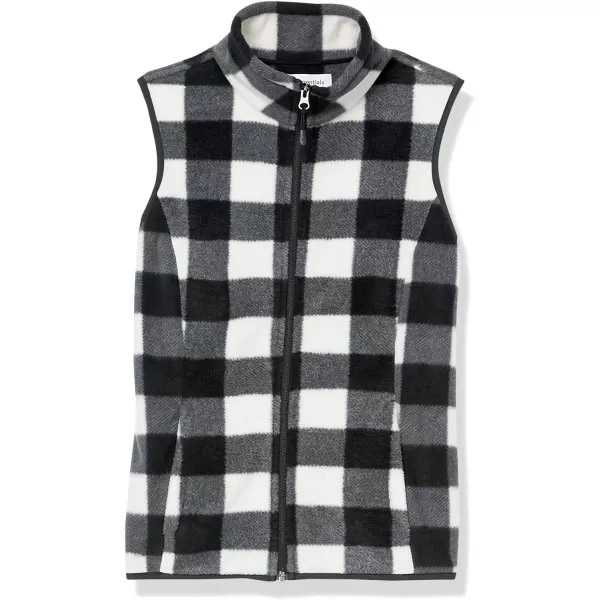 Amazon Essentials Womens ClassicFit Sleeveless Polar Soft Fleece Vest Available in Plus SizePolyester WhiteBlack Buffalo Plaid