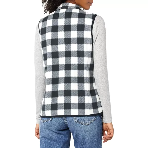 Amazon Essentials Womens ClassicFit Sleeveless Polar Soft Fleece Vest Available in Plus SizePolyester WhiteBlack Buffalo Plaid