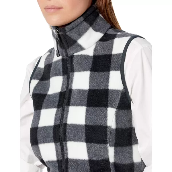 Amazon Essentials Womens ClassicFit Sleeveless Polar Soft Fleece Vest Available in Plus SizePolyester WhiteBlack Buffalo Plaid